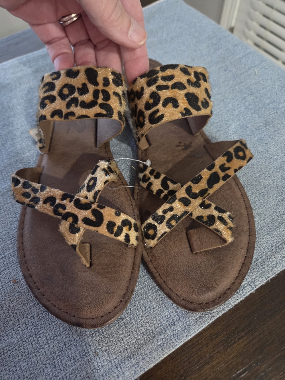 Leopard Print Women’s Strappy Sandals - Brown/Black (Seven7 Brand)